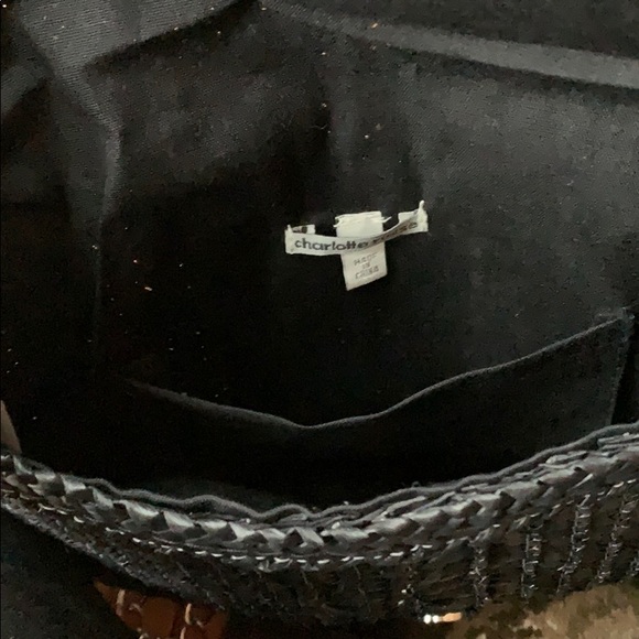 Black straw crossbody or clutch bag - Picture 4 of 5